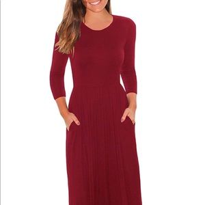 Womens 3/4 Sleeve Maxi Dress with Pockets